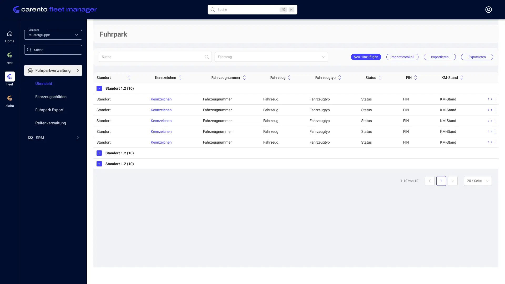 Fleet manager Flottenübersicht