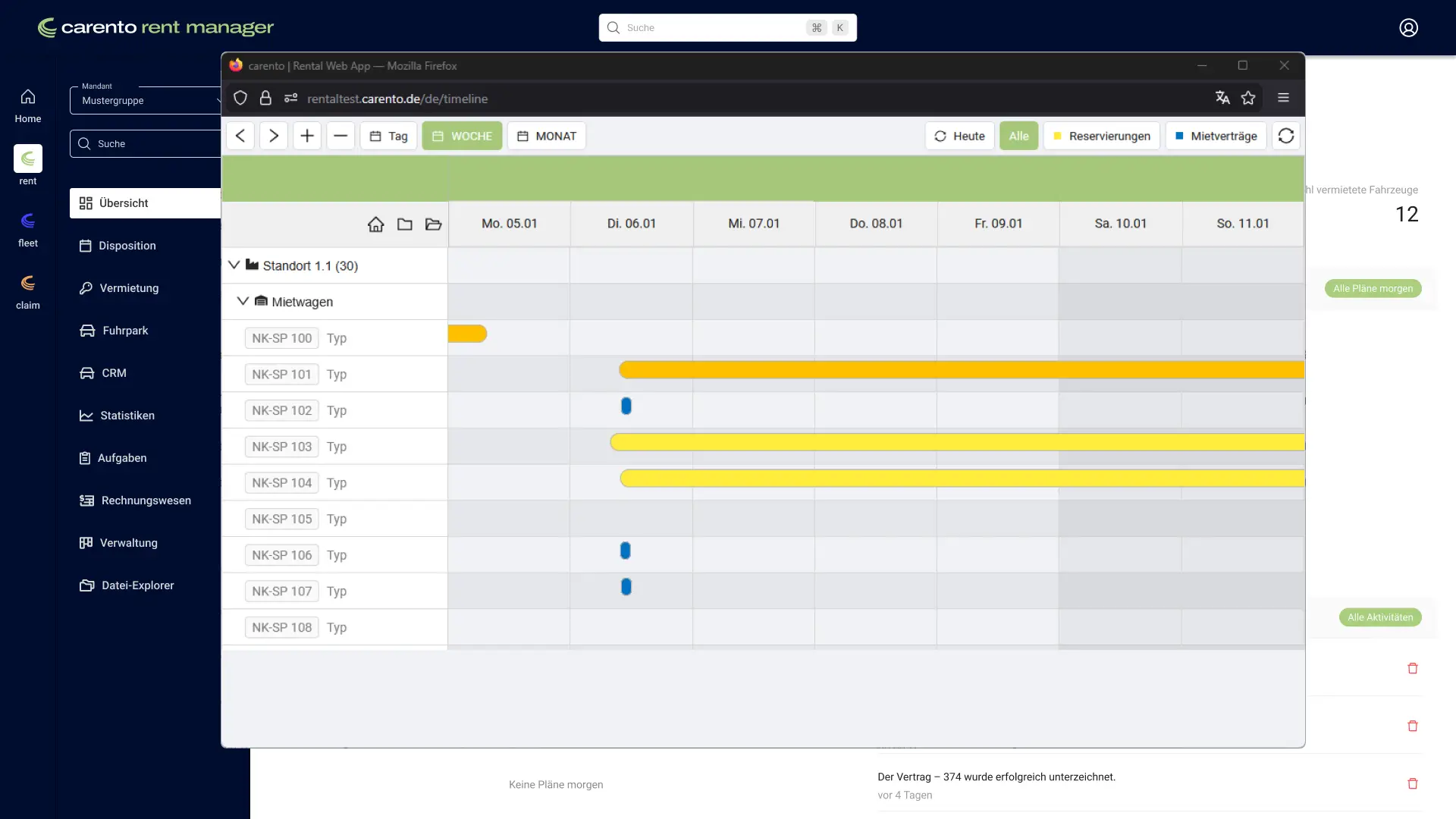 rent manager dashboard übersicht